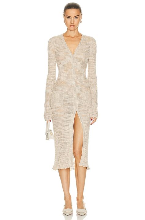 Acne Studios Knit Long Cardigan in Cold Beige | FWRD