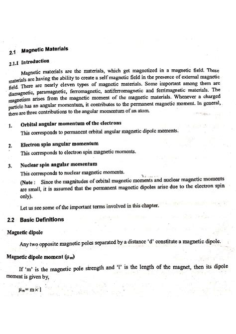 Magnetic Materials and Their Properties - Unit 2 - 2cac - Studocu