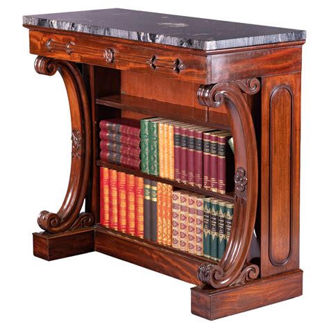 Pair of French Black Lacquered Console Bookcases with Red Interior at ...