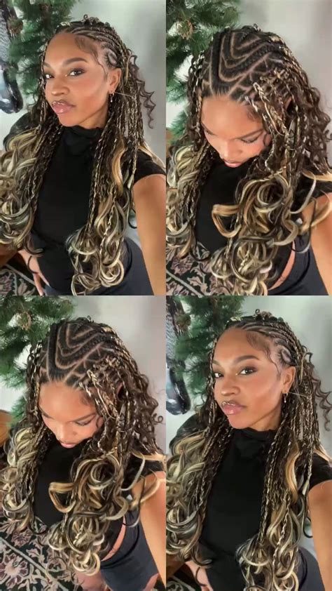 Boho Fulani French Curl Braids | Hair braid designs, Braided hairstyles ...