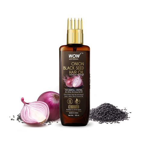 WOW Skin Science Onion Black Seed Hair Oil - WITH COMB APPLICATOR - Co ...