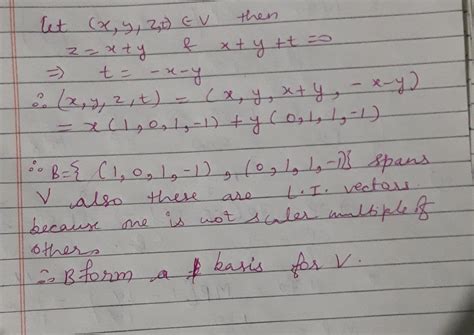 3. write down a basis for the following subspace of r: v={x,y,z, t) e r ...