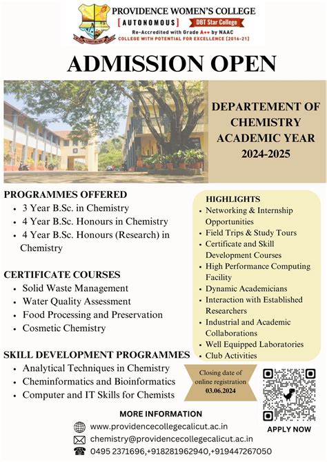 2024-25 Admissions Open-Dept. Of Chemistry – Providence Women's College ...