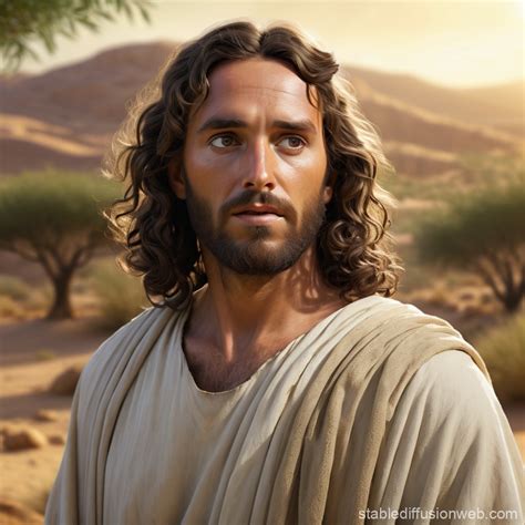 a realistic depiction of jesus christ praying alone in the garden of ...