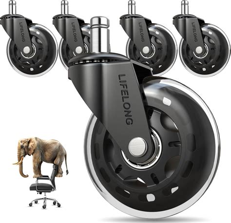 Lifelong Wonder Wheels Office Chair Replacement Rubber Casters For ...