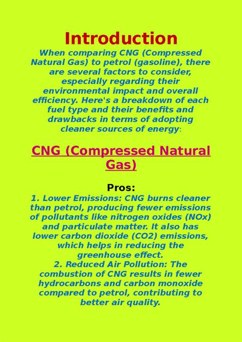 Chemistry Project - Introduction When comparing CNG (Compressed Natural ...