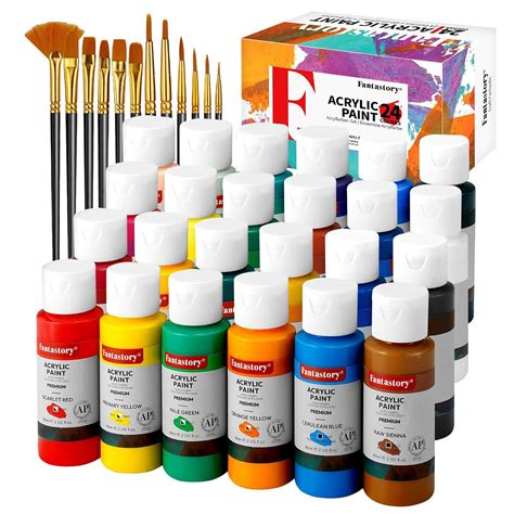Fantastory Acrylic Paint Set, 24 x 60 ml with 12 Brushes; Christmas ...