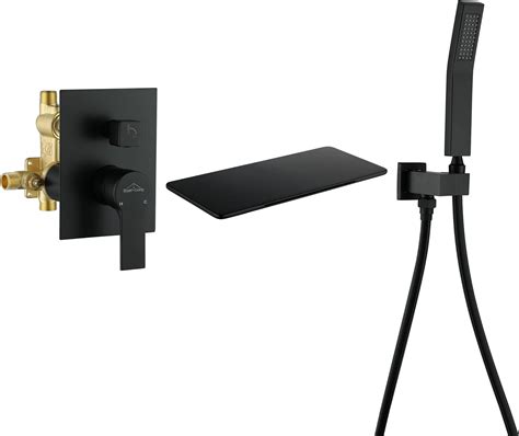 Wall Mount Waterfall Bathtub Faucet with Handheld Sprayer Water Spout ...