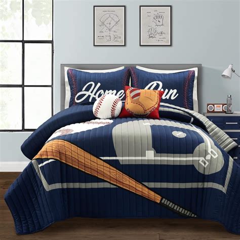 Amazon.com: Lush Decor Baseball Game Reversible Quilt Queen Size 5 ...
