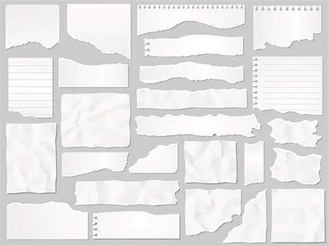 White torn paper note rips sheet page scraps | Premium Vector