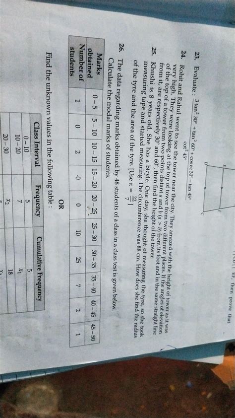 The data regardin marks obtaind by 48 students of a class in a class ...