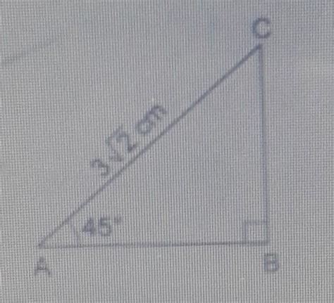 In the adjoining figure, ABC is right-angled at B and angle A =45°. If ...