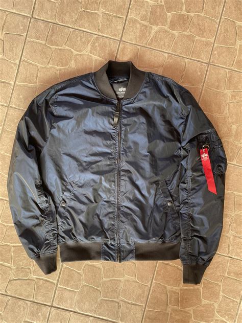 Alpha Industries Navy Nylon MA 1 Alpha Industries bomber lux jacket | Grailed