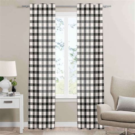 Honeybloom Black Buffalo Check Light Filtering Curtain Panel, 84"