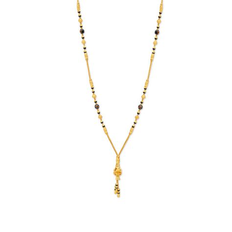 Enthralling Yellow Gold Carved Bead Mangalsutra