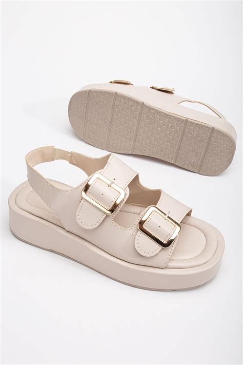 Polomia Comfort Grace Kadın Anatomik Yumuşak Tarz Esnek Gold Detay İki Bant Toka Comfort Taban ...