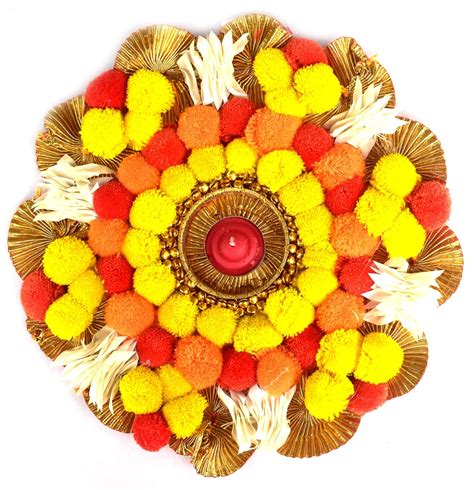 Buy Urvi Creations Handmade Beautiful Flower Pom Pom Gota Patti Tea ...