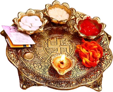 Buy Pooja Thali Ethnic Metal Thali Arti Thali Aarti Plate Set ...