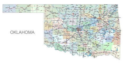 Oklahoma Road and City Map - your-vector-maps.com