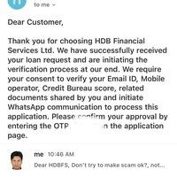 HDB Financial Services — Fraud mail received regarding loan application.