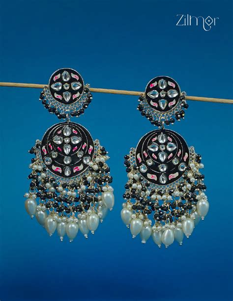 Meenakari Kundan Long Earrings - CL1012304 – Zilmor