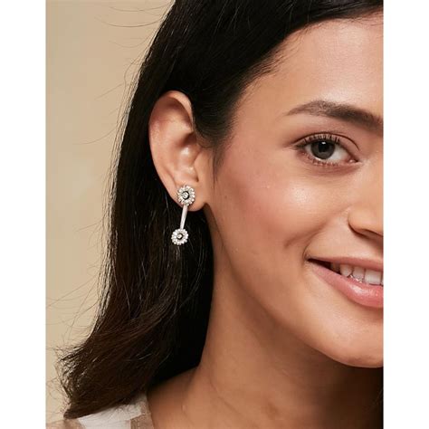 Buy Fabindia Women Silver Floral Drop Earrings Online