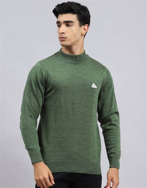 Buy Men Green Solid Turtle Neck Full Sleeve Pullover Online in India ...