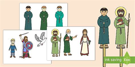 Saint David Story Stick Puppets - Primary Resources - Twinkl