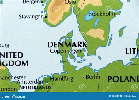 World Map of Europe Denmark Country in Close Up Stock Photo - Image of ...
