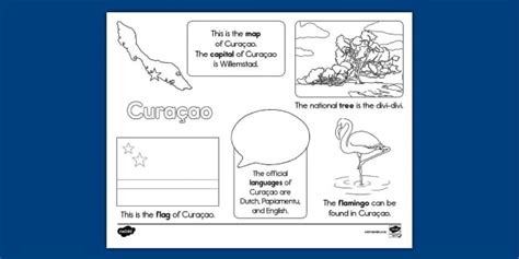 Curacao Facts Coloring Sheet for K-2nd Grade (teacher made)