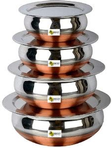 RBGIIT Pack of 8 Stainless Steel Stainless Steel Copper Bottom Cooking ...