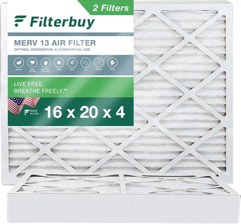 Filterbuy 16x20x4 Air Filter MERV 13 Optimal Defense (2-Pack), Pleated ...