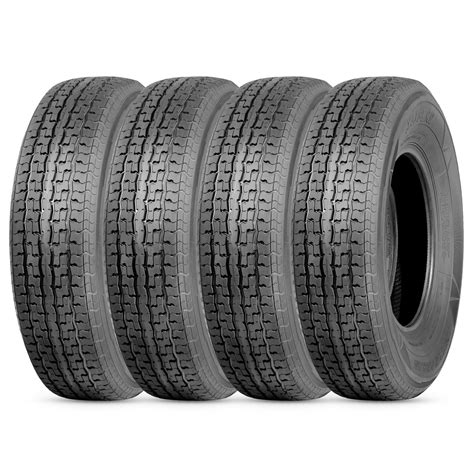 Set 4 ST225/75R15 Trailer Tires 225 75 15 10 PLY Load Range E Heavy ...