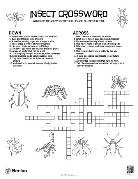 Insect-themed Crossword Puzzles • Beeloo Printable Crafts and ...