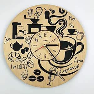 Buy NABSTER Coffee Shop Wall Clock Made of Eco Friendly Wood - Unique ...