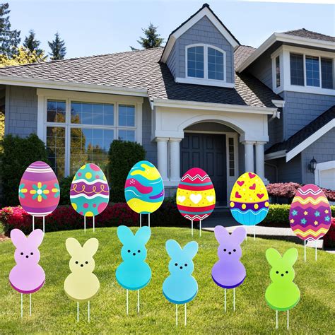 Amazon.com: Umigy 3 Pcs Easter Yard Sign Bunny Outdoor Sign with Stakes ...