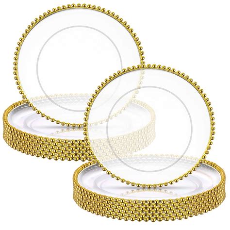 Gejoy 24 Packs 11 Inch Clear Charger Plates Bulk Plastic Decorative ...