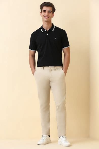 Buy Men Beige Solid Casual Trousers Online - 40017444 | Allen Solly