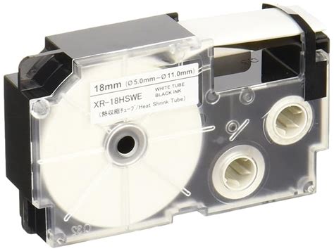 Casio XR-18HSWE Heat Shrink Tube Label Printer Tape (Black and White ...