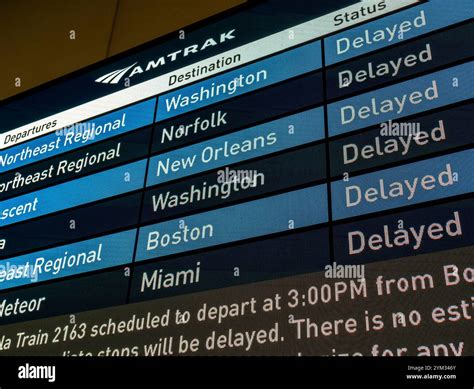 Arrivals and departures posted at the Daniel Patrick Moynihan Train ...