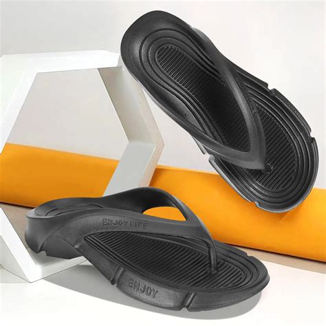 Tomsy Choice Stylish Black Thong Flip Flops for Daily Wear