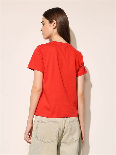 ONLY Red Typographic Print T-shirt