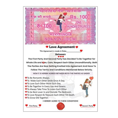 GLOVERIN Love Agreement Certificate/Love Contract Agreement for ...