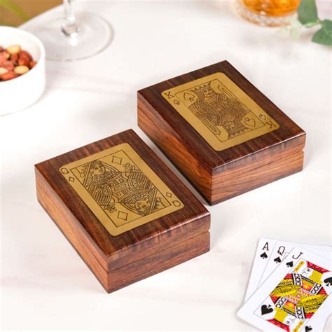 Handcrafted Wooden Box With Set Of 2 Playing Cards Online - Premium ...