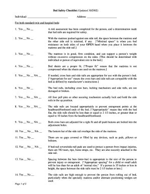 Fillable Online hrnetlogin Bed Safety Checklist Updated 102002 ...