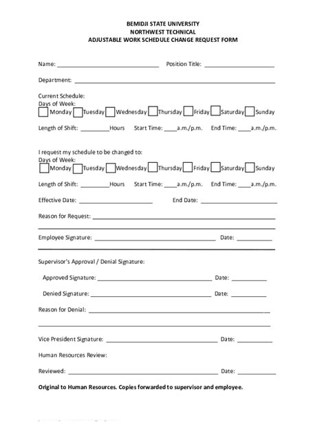 2016-2026 Bemidji State University Adjustable Work Schedule Change ...