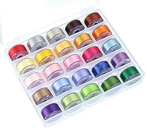 25 Pack - CleverDelights Colored Prewound Bobbins Set with Case - 60wt ...