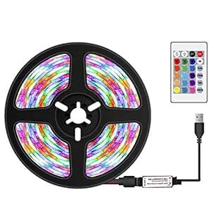 Yuans USB Dimmable RGB LEDs Strips Light wi IR Remote Control 16 Colors ...
