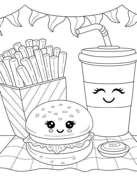 4 Printable Cute Kawaii Drink Coloring Pages