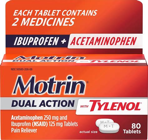 Amazon.com: Motrin Dual Action with Tylenol, Dual Action Pain Reliever ...